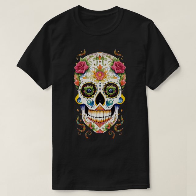 Camiseta Arte de la calavera del azúcar - Festividad con ro (Diseño del anverso)