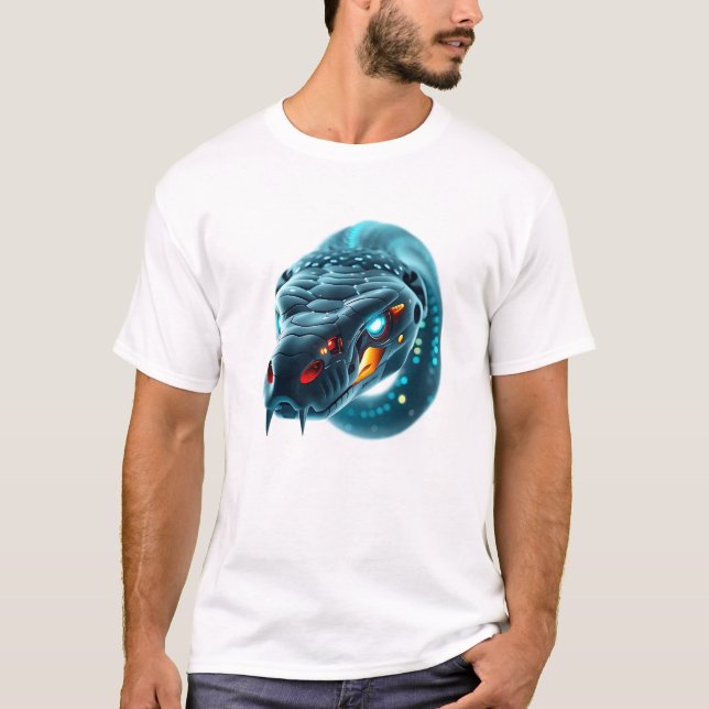 Camiseta Arte de la cara de serpiente robótica (Anverso)