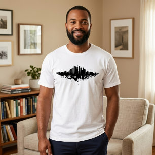 Camiseta Arte de la Ciudad Acuarela Negra Blanca del Horizo