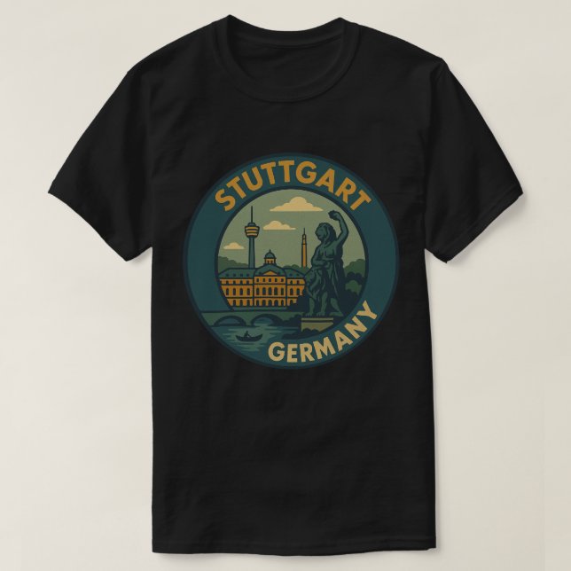 Camiseta Arte de la ciudad de Stuttgart Alemania (Diseño del anverso)