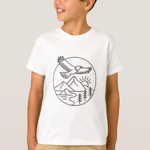 Camiseta Arte de la Línea del Águila del Bald minimalista -