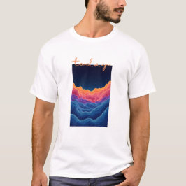 Camiseta Arte de la línea del valle del horizonte de la cal