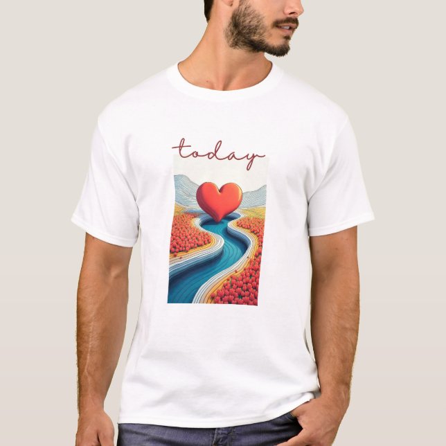 Camiseta Arte de la línea del valle del horizonte de la cal (Anverso)