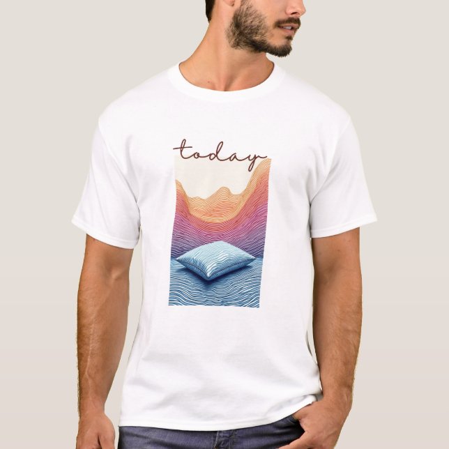 Camiseta Arte de la línea del valle del horizonte de la cal (Anverso)
