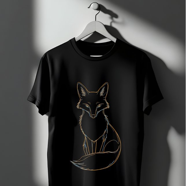 Camiseta Arte de la Línea Fox de Oro - Diseño Animal Elegan (Subido por el creador)