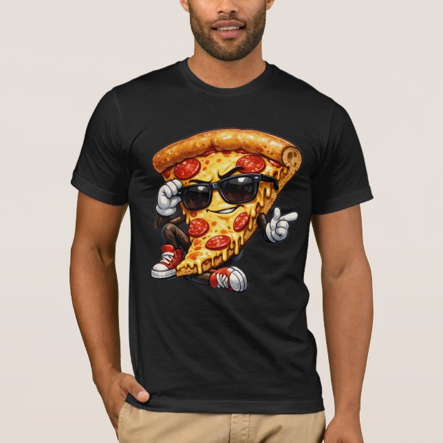 Camiseta Arte de la mascota de la rebanada de pizza genial  (Anverso)