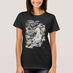 Camiseta Arte de la mujer de nieve japonesa   Yokai de invi