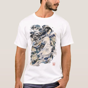 Camiseta Arte de la mujer de nieve japonesa   Yokai inverna