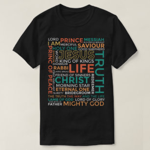Camiseta Arte de la Palabra de Jesús Nombres de Cristo Dise