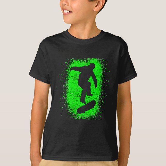 Camiseta Arte de la pintada del verde del patinador de la (Anverso)