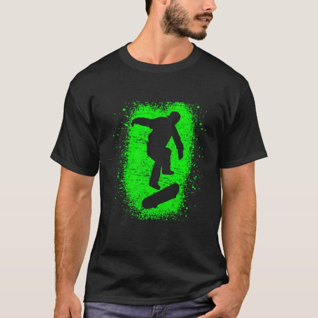 Camiseta Arte de la pintada del verde del patinador de la (Anverso)