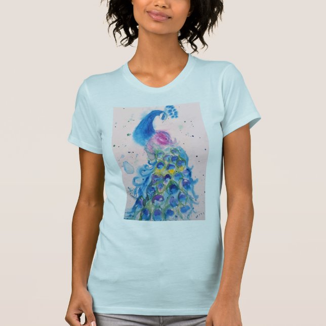 Camiseta Arte de la pintura de la acuarela azul Mujeres (Anverso)