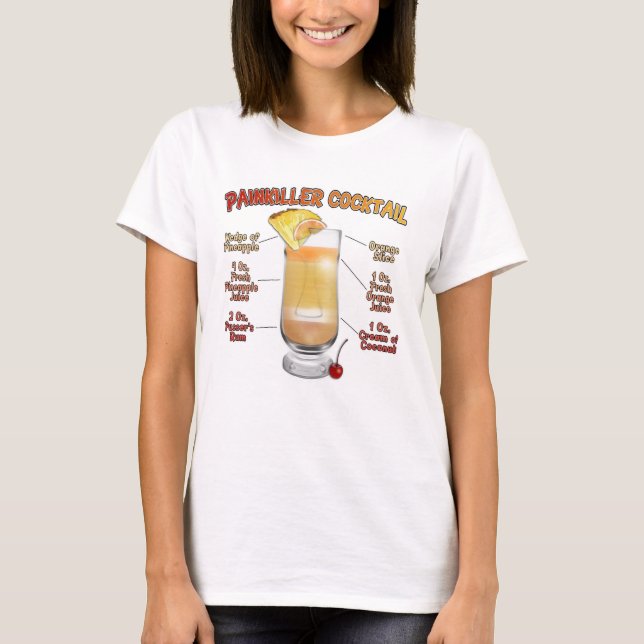 Camiseta Arte de la receta de cócteles de PAINKILLER (Anverso)