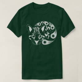 Camiseta Arte de la tinta del gato grande del Ocelot