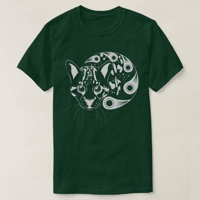 Camiseta Arte de la tinta del gato grande del Ocelot (Diseño del anverso)