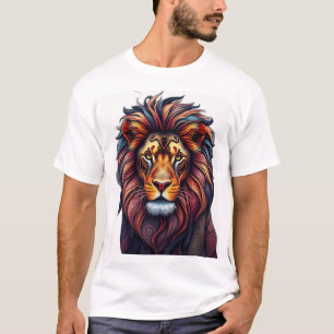 Camiseta Arte de León con Patrones Kaleidoscópicos