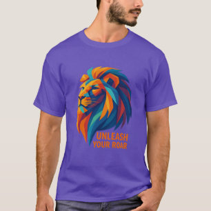 Camiseta Arte de León Motivacional Desata Tu Rugido Geome A