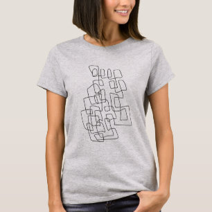Camiseta Arte de línea abstracta contemporánea en blanco y