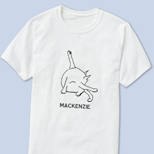 Camiseta Arte de línea con humor de gato divertido y nombre