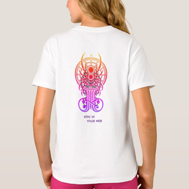 Camiseta Arte de línea de araña geométrica (Reverso)