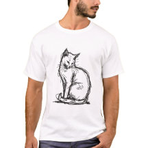 Arte de línea de boceto de gato dibujado a mano mi