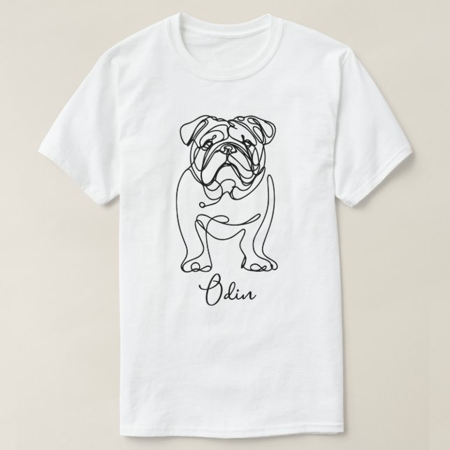 Camiseta Arte de línea de Bulldog personalizado (Diseño del anverso)
