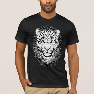 Camiseta Arte de línea de cabeza de leopardo exótico en bla