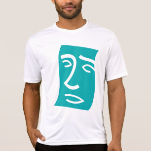 Camiseta Arte de línea de cara abstracta moderna en azul tu