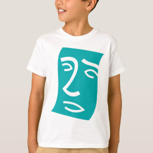 Camiseta Arte de línea de cara abstracta moderna en teal
