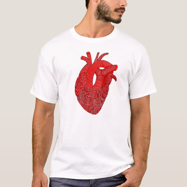 Camiseta Arte de línea de corazón anatómico abstracto (Anverso)