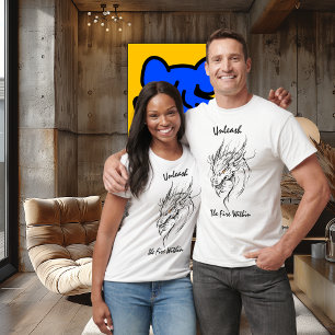 Camiseta Arte de línea de Dragón Feroz – Poderosa Criatura 
