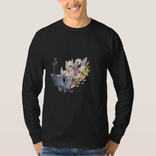 Camiseta Arte de línea de flor y hojas elegantes   Mínimo