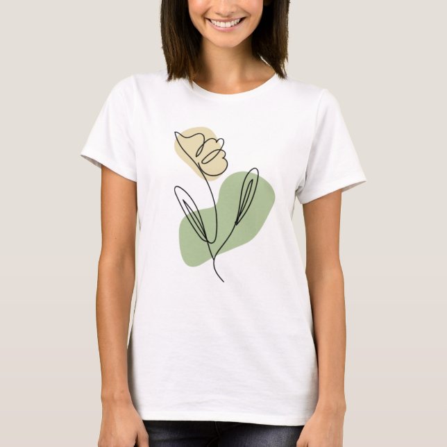 Camiseta Arte de línea de flores (Anverso)