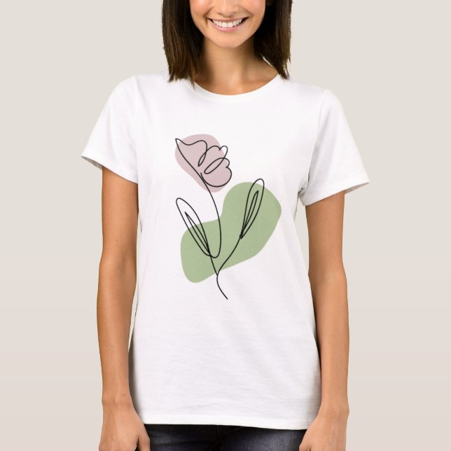 Camiseta Arte de línea de flores (Anverso)