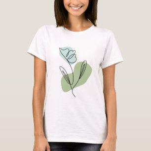 Camiseta Arte de línea de flores