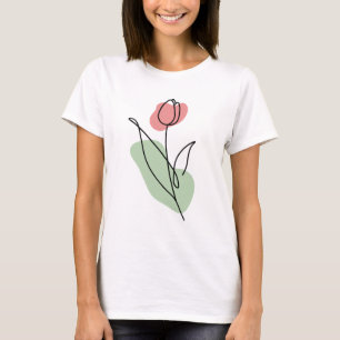 Camiseta Arte de línea de flores