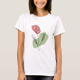 Camiseta Arte de línea de flores