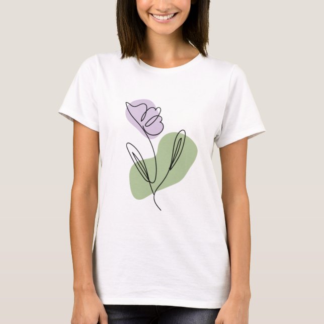 Camiseta Arte de línea de flores (Anverso)