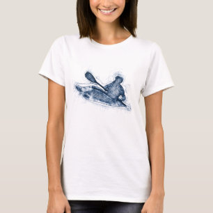 Camiseta Arte de línea de kayakista de aguas bravas dinámic