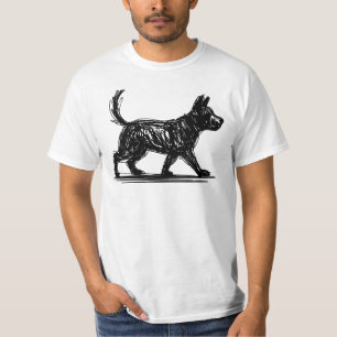 Camiseta Arte de línea de perro abstracto Mod de garabato m
