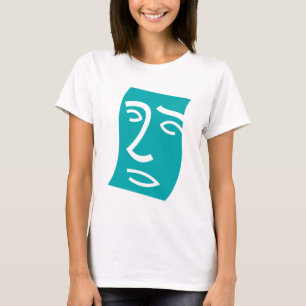 Camiseta Arte de línea de rostro abstracto moderno en verde