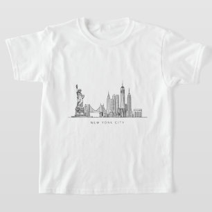 Camiseta Arte de línea del horizonte minimalista de la ciud