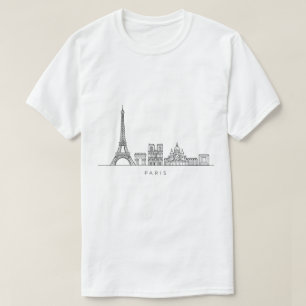 Camiseta Arte de línea del horizonte minimalista de París