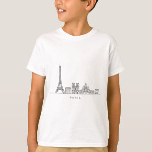 Camiseta Arte de línea del horizonte minimalista de París