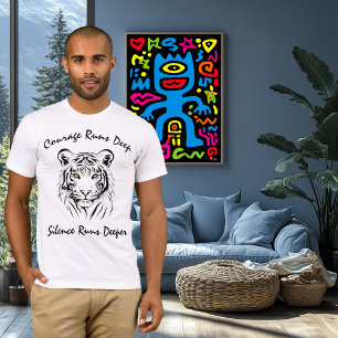 Camiseta Arte de línea del majestuoso tigre - La valentía c