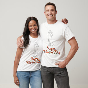 Camiseta Arte de línea elegante de una pareja romántica