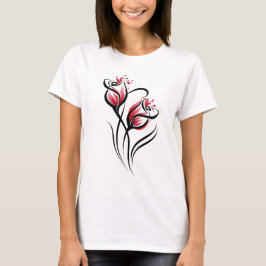 Camiseta Arte de línea floral elegante