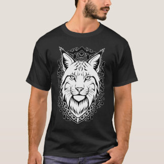 Camiseta Arte de línea minimalista de cabeza de lince en bl