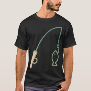 Camiseta Arte de línea minimalista de caña de pescar