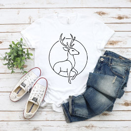 Camiseta Arte de línea minimalista de ciervo – Arte de anim